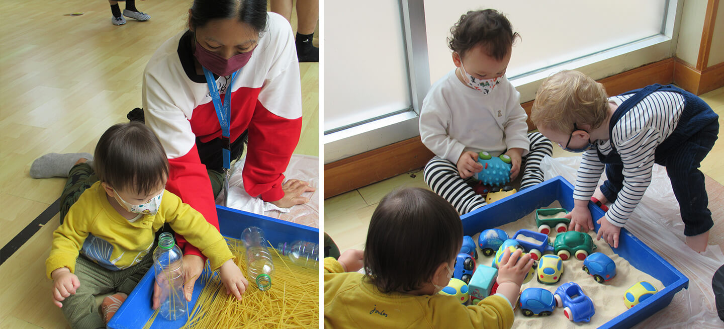 children engaging in sensory play