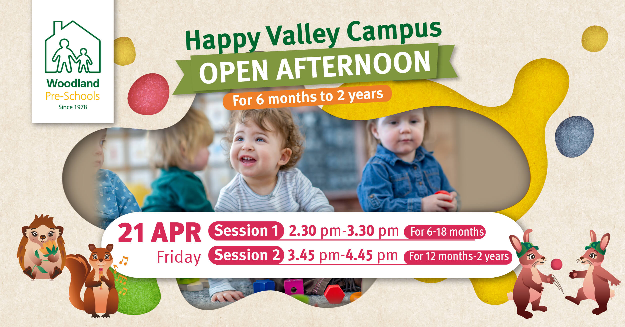 Happy Valley campus hosting a fun open afternoon for children 6 months to 2 years